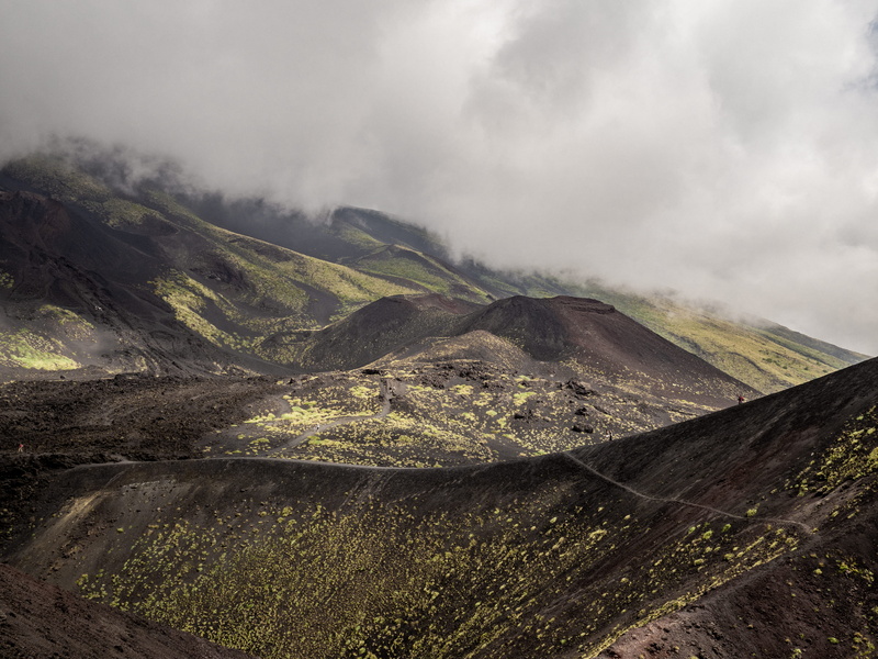 scenics - nature, tranquility, landscape, volcanic crater, outdoors, alps, tranquil scene, environment, mountain, no people, nature, cloud, valley, cloud - sky