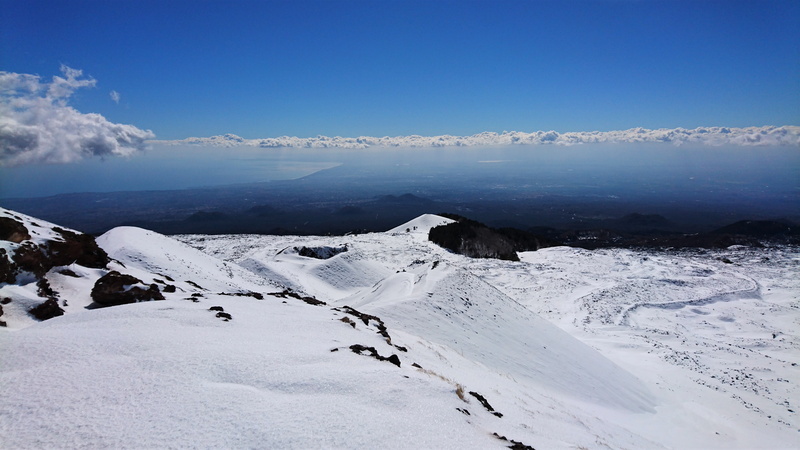 etna, mount, cold temperature, ice, cloud - sky, landscape, scenics - nature, mountain peak, beauty in nature, snowcapped mountain, blue, sicily, italy