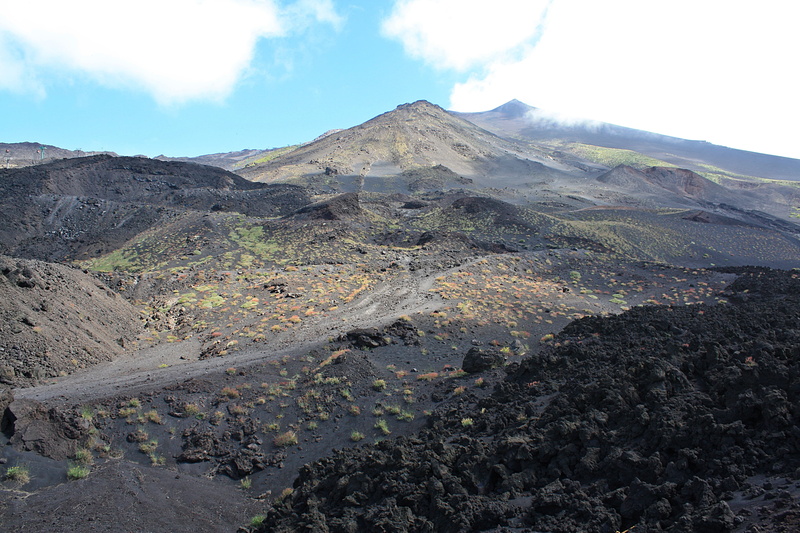 mountain peak, etna, italy, sicily, rock, beauty in nature, land, tranquil scene, crater, volcano, outdoors, volcanic crater, day, solid, brown, sky, landscape