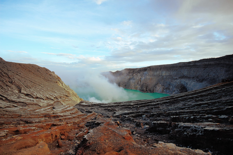 information, daytime, sky, tranquil scene, non-urban scene, road, mountain, mesa, volcanic crater, rock - object, land, tranquility, crater, eruption, erupting