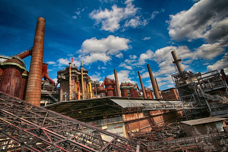 built structure, cloud - sky, steel mill, building exterior, hdr, history, industrial plant, steel production, heavy industry, spirituality, nature, no people