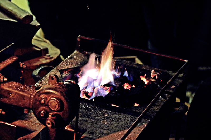 no people, nature, 5K, wood, log, coal, workshop, forge knife, high angle view, fire - natural phenomenon, forge, burning, motion, heat - temperature