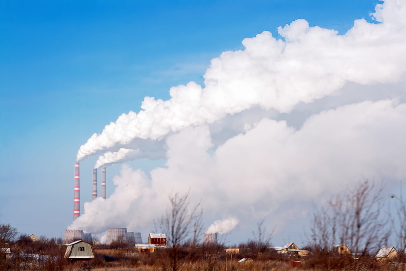 production, smoke stack, day, energy, 720P, global, machine, pipe, waste, warming, air pollution, smoke - physical structure, technical, company, blue