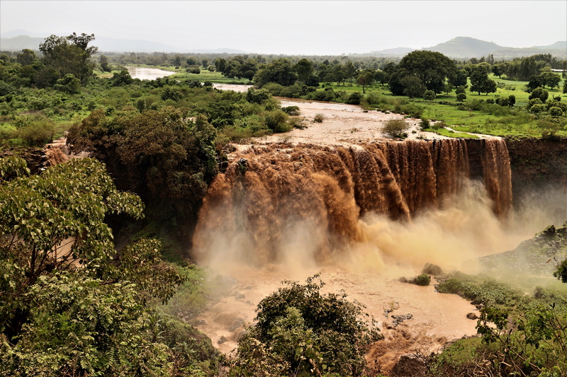 scenics - nature, environment, sky, power in nature, forest, waterfall, outdoors, tree, nature, water, ethiopia, hot spring, land, high angle view, motion