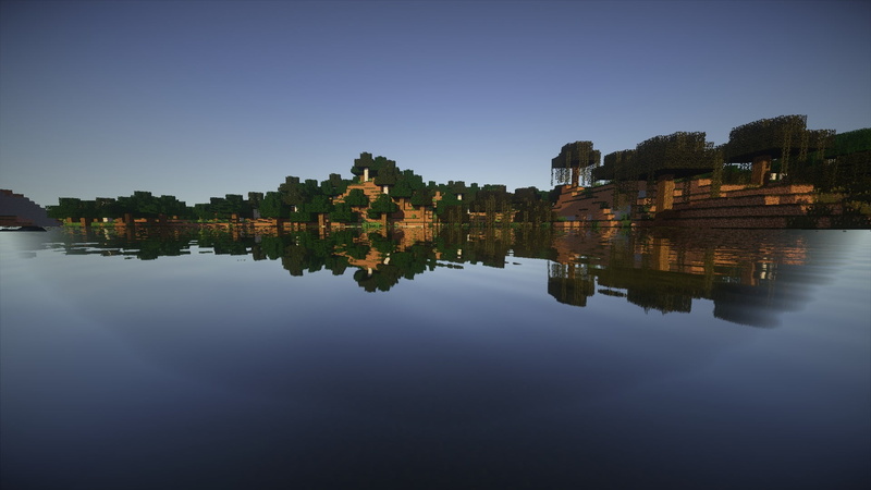 water, the past, lake, Moon, clear sky, blue, Minecraft, shaders, lava, scenics - nature, tree, building, tranquility, architecture, concrete, sky, nature
