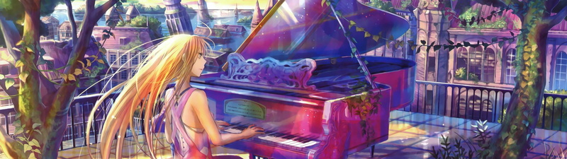 retail, industry, boundary, day, music, metal, technology, anime girls, pink, Shigatsu wa Kimi no Uso, yellow hair, no people, motion, focus on foreground