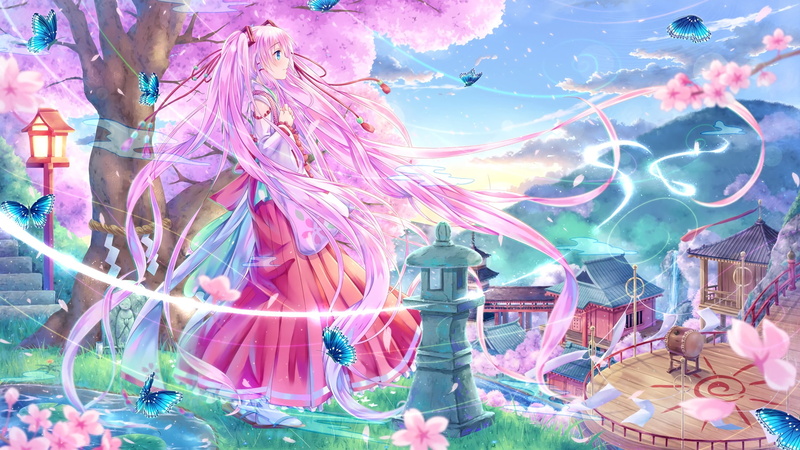 motion, illuminated, no people, pink color, decoration, Vocaloid, built structure, 1080P, transparent, nature, animal, creativity, outdoors, Hatsune Miku