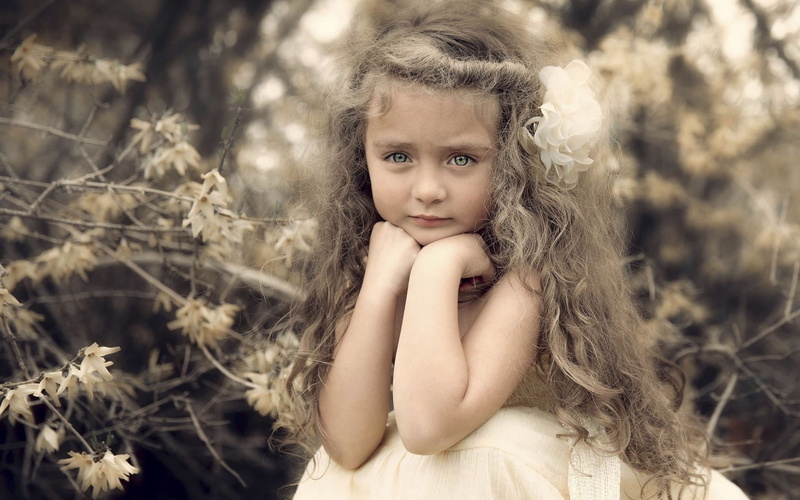 Cute, Curls, Flower, Girl, Portrait, 1080P, Beautiful