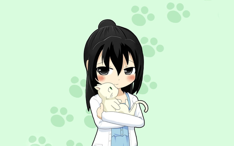 1080P, animals, fantasy, kitten, cute, anime, girl