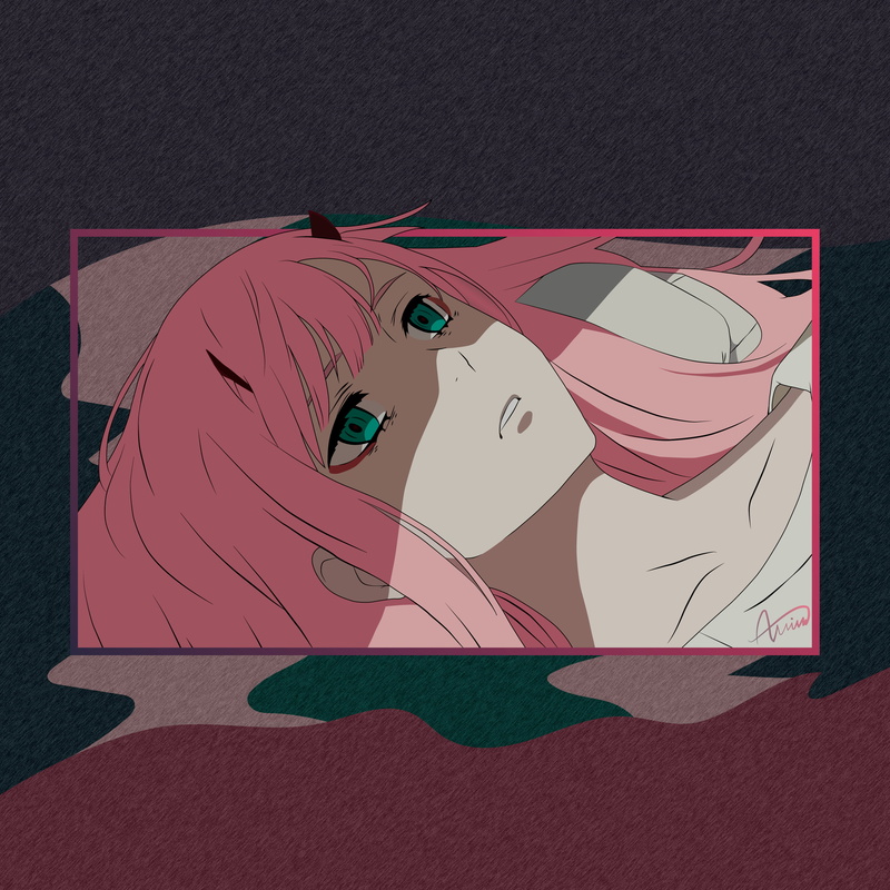 Code:002, anime, square, horns, Zero Two (Darling in the FranXX), anime girls, pink hair, 2K