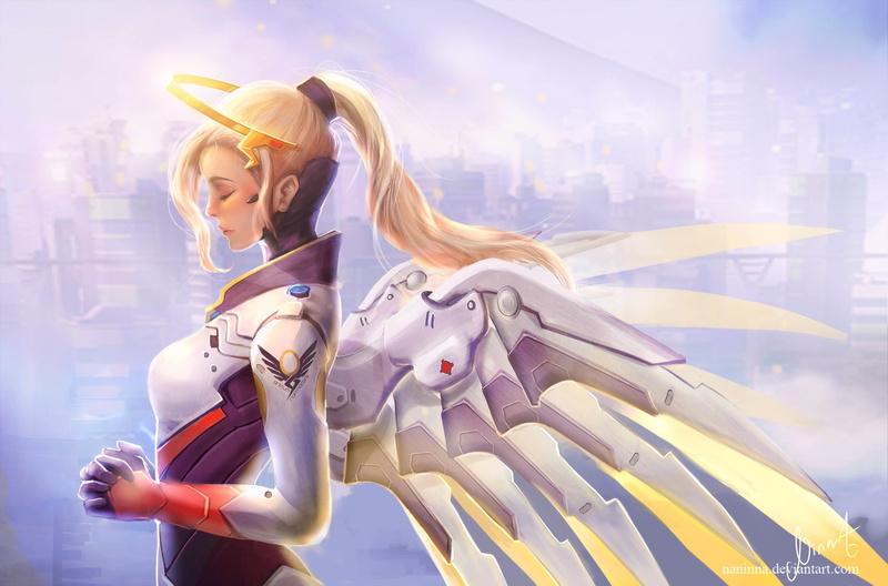 Blizzard Entertainment, two people, beautiful woman, 5K, shopping, fun, emotion, video games, beauty, people, Mercy (Overwatch), city, positive emotion