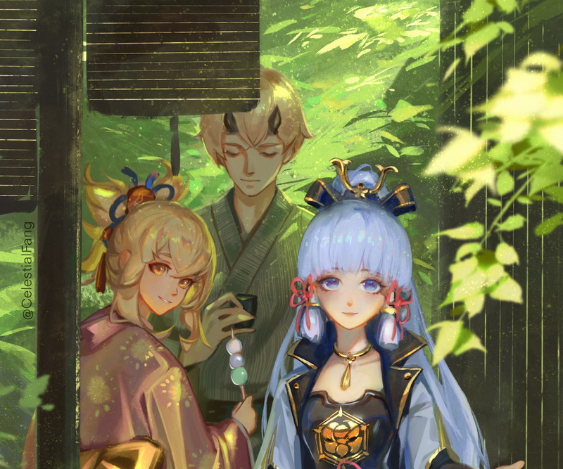 Genshin Impact, Genshin Impact (Thoma), Yoimiya (Genshin Impact), 2K, Kamisato Ayaka(Genshin Impact)