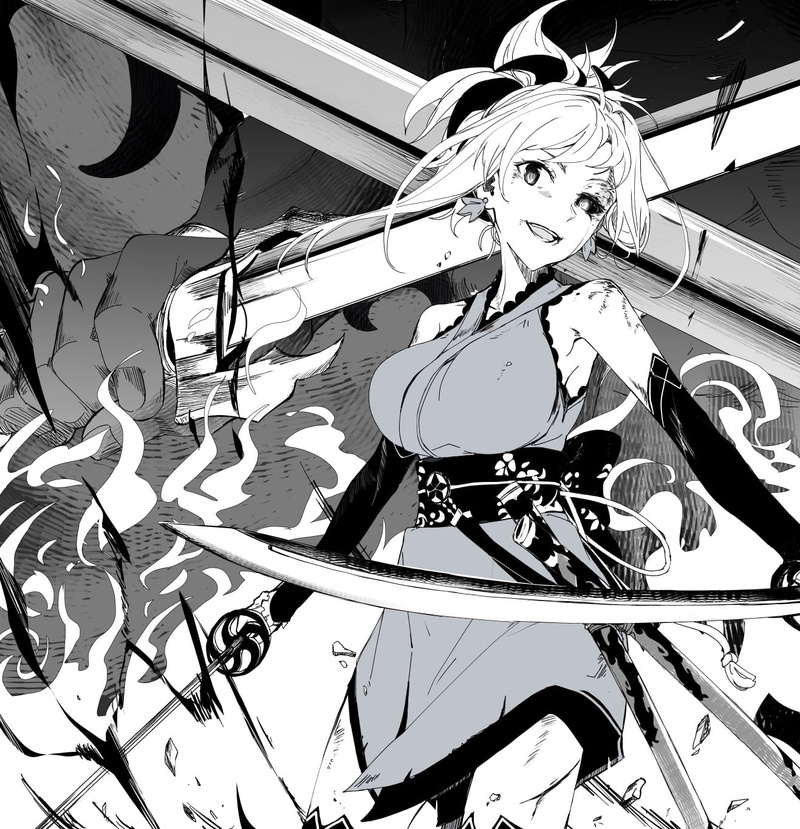 monochrome, Fate/Grand Order, Miyamoto Musashi (fate/grand order), anime, 720P, echigo, anime girls