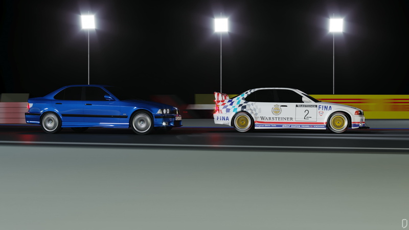 CGI, M3 GTR, FINA, E 36, BMW, omerddd, 2K, digital art