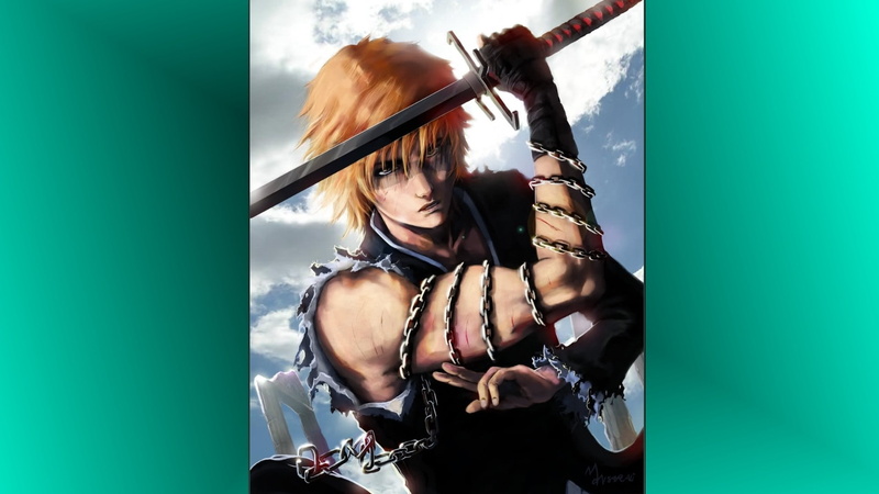 art, 1080P, kurosaki, teal, kurosaki ichigo, hd, zangetsu, bleach, bankai, tensa, anime, x, ichigo