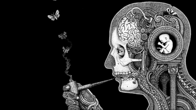 art, butterflies, x, face, animals, pipes, faces, 720P, paint, smoking, surreal, background, Black, hd