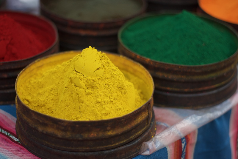 spice, focus on foreground, 5K, dust, powder paint, variation, texture, natural dyes, close-up, indian food, yellow, multi colored, asian food, turmeric