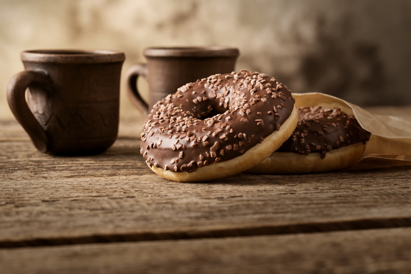 5K, donuts, cakes, sweet, Cup, chocolate glaze, coffee