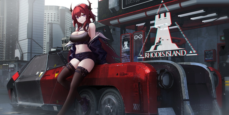 anime girls, redhead, Arknights, horns, 2K, anime, Surtr (Arknights), Eternity (artist)