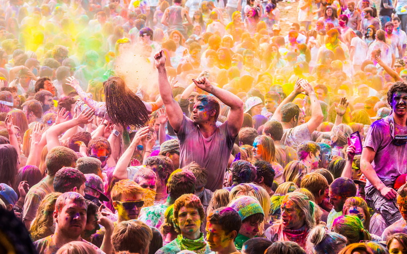 group Of People, group, color Image, 2K, holiday, fun, powder Paint, togetherness, indian Ethnicity, joy, cultures, youth Culture, dancing, large Group Of People