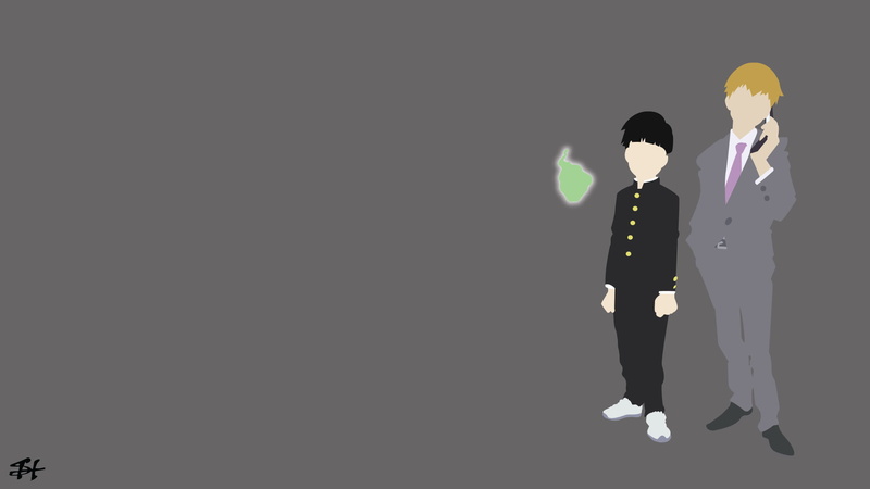 Ekubo (Mob Psycho 100), Arataka Reigen, Minimalist, Shigeo Kageyama, Tie, Mob Psycho 100, 1080P, Black Hair, Blonde, Anime