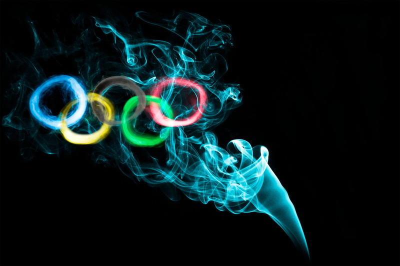 Olympics, black background, swirl, nature, motion, close-up, 1080P, indoors, flowing, ring, natural pattern, paint, abstract, smoke, burning, smoke - physical structure