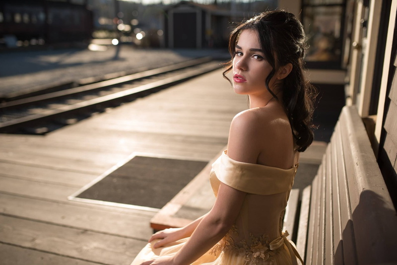 500px, model, Kyle Cong, bare shoulders, looking at viewer, 1080P, dress, women, strapless dress