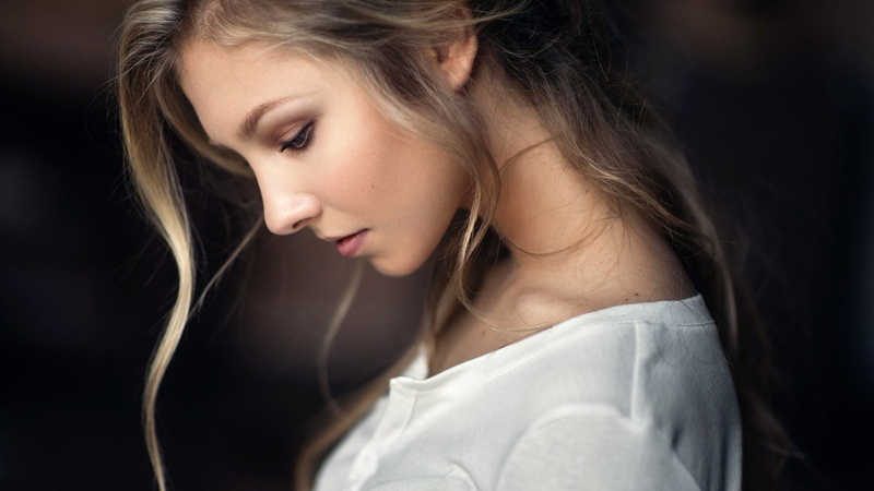 brown hair, women, adult, human face, sad, human hair, contemplation, one person, emotion, beautiful woman, headshot, young women, profile view, 4K, hairstyle