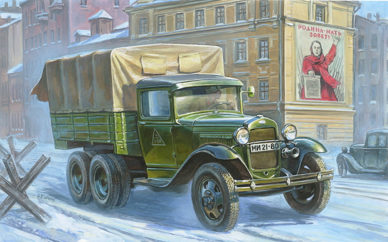 option, represented, concept, art, army, cargo, original, lorry, patency, triaxial, Years, create, high, a, six-wheeled, Soviet, car, WW2., 1080P, implementation