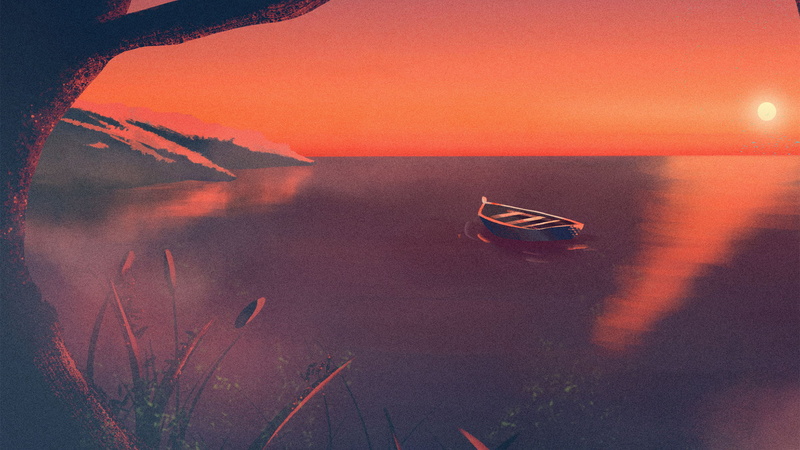 yacht, sky, sailboat, tranquility, travel, orange color, sea, reflection, idyllic, scenics - nature, horizon, horizon over water, Monstercat, no people