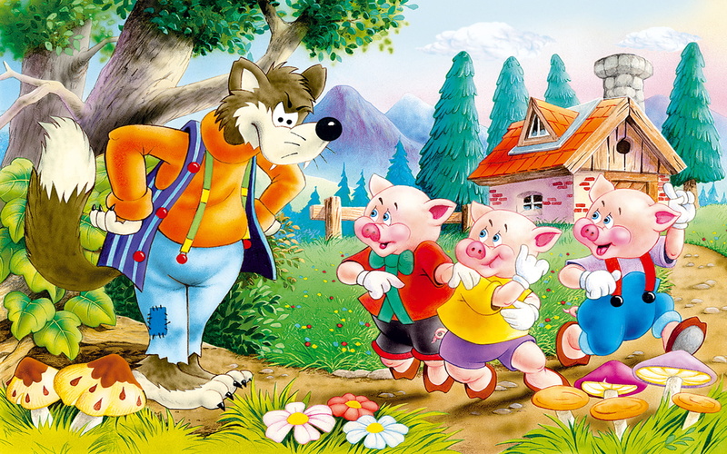 pigs, cunning, stories, online, children, s, little, wolf, 1080P, three