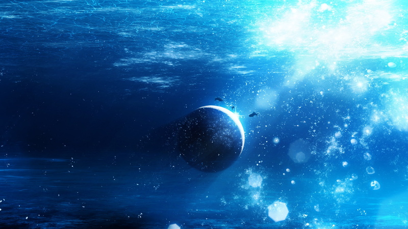 astronomy, Space, animals in the wild, nature, outdoors, undersea, sea life, no people, sea, sunlight, water, sunbeam, digital art, animal wildlife, drowning