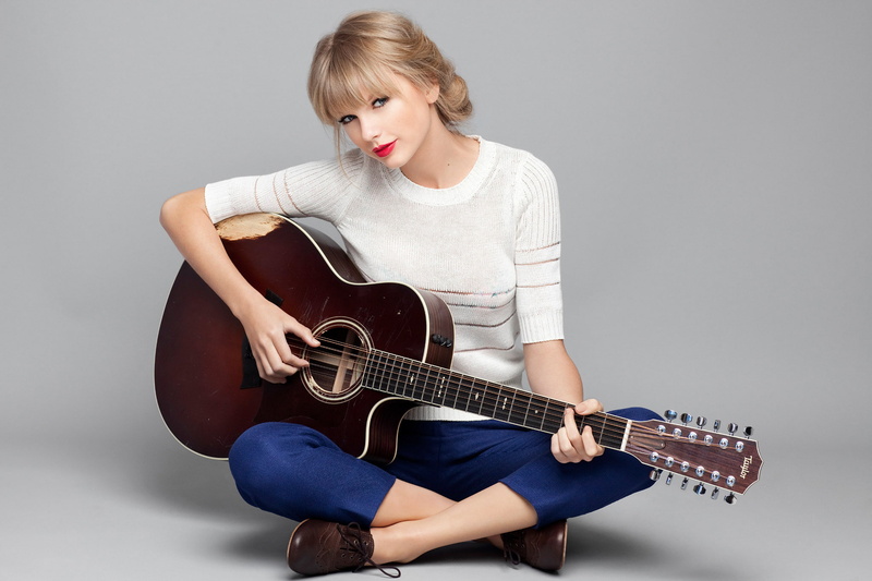 guitar, singer, Taylor Swift, background, actress, blonde, 1080P, Brian Doben, Red, photoshoot, music, album, pose