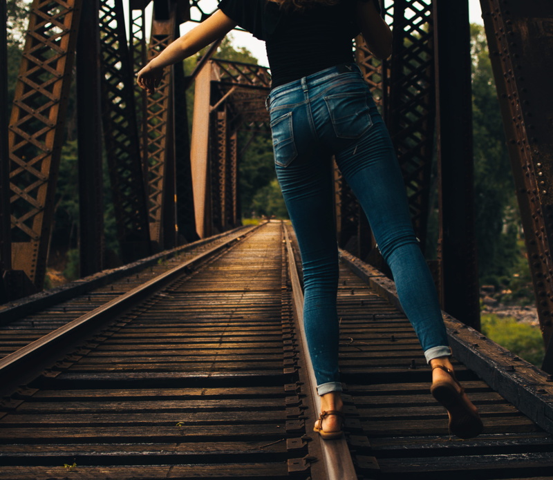 direction, track, human body part, portrait, transportation, leadinglines, real people, scenic, nature, girl, casual clothing, balance, tones, walking