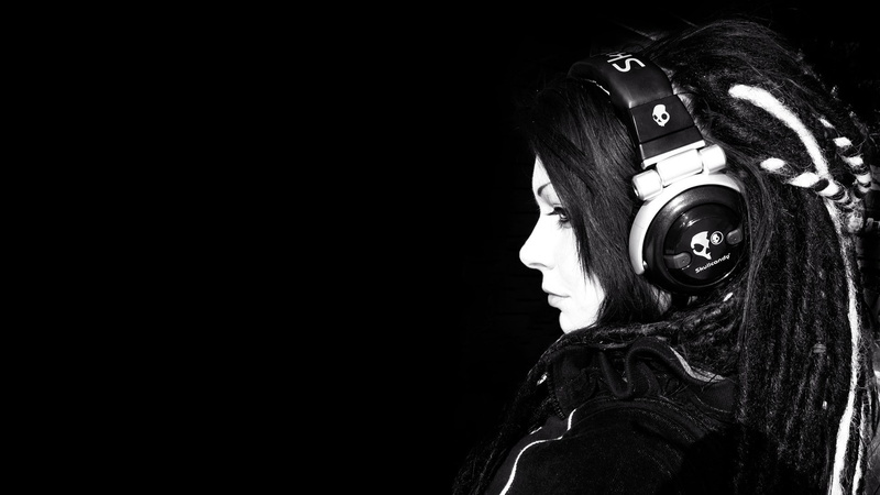 women, hd, music, monochrome, girl, art, background, headphones, black, x, entertainment, 1080P