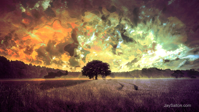 clouds, field, fantasy art, dry grass, nature, 3D Abstract, rave, sky, sunset, psychedelic rock, psychedelic, Harvest, digital art, Burning Man, landscape