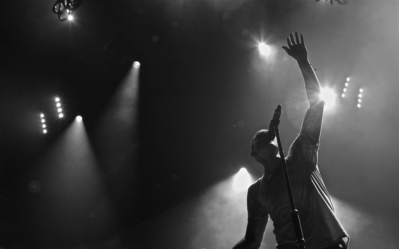park, concert, 1080P, lights, linkin, monochrome
