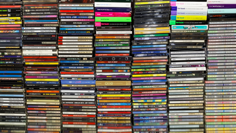 background, store, abundance, full frame, large group of objects, music, collection, retail, for sale, entertainment, 2K, collect, market, lot