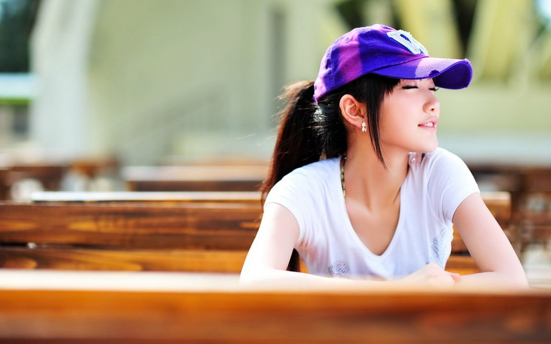 Shu Qi, brunette, ponytail, closed eyes, women, Asian, hat, depth of field, women outdoors, T-shirt, 1080P