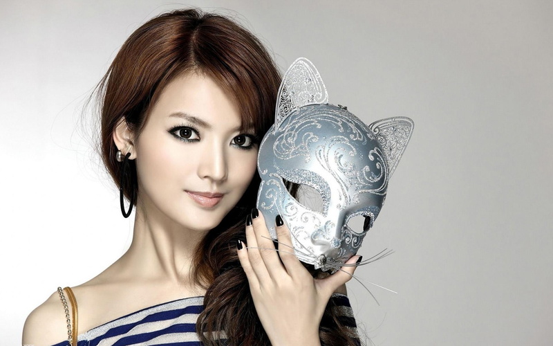 mabel, white, xi, women, mabel ye xi-qi, masquerade, gray, cat, sequined, qi, 1920x1200, 1080P, s, ye, girls