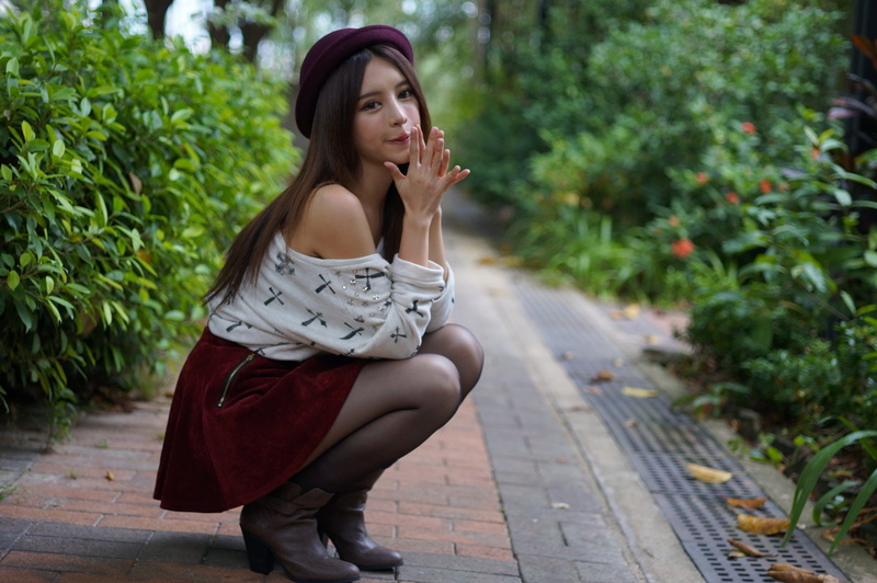 Zhang Qi Jun, Asian, Taiwanese, 1080P, Bokeh, Model, Skirt, Models, Julie Chang, Girl, Hat, Park, Hong Kong