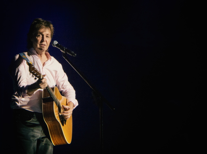 esprit arena, stage, black background, 2016, concert, sir paul mccartney, guitar, adult, artist, one person, singing, string instrument, guitarist, pop musician