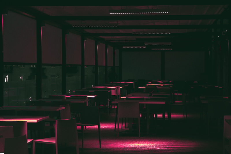 architecture, absence, kyiv, chair, ukraine, classroom, order, built structure, education, in a row, illuminated, red, lighting equipment, indoors, bulding