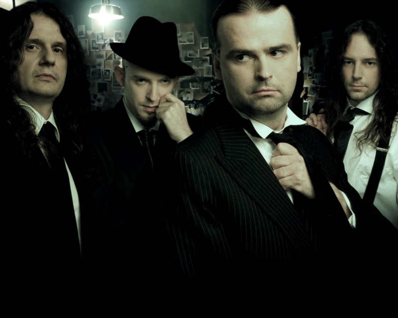 men, businessman, Blind Guardian, power metal, Germany, well-dressed, waist up, dark, 720P, people, suit, metal band, menswear, indoors, males, adult