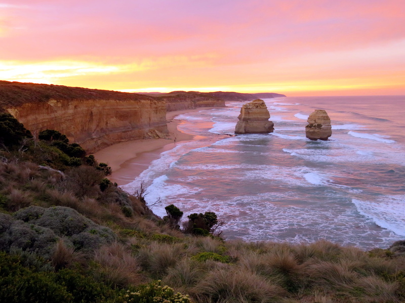 12 apostles, landscape, solid, 5K, vic, tranquil scene, travel destinations, rock, cliff, sunset, australia, victoria, tranquility, rock formation, outdoors
