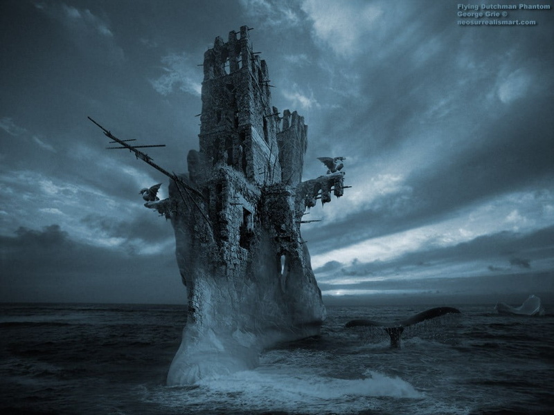 water, fear, scenics - nature, storm cloud, fantasy art, dramatic sky, tree, dark, no people, 480P, ship, outdoors, sea, environment, sky, dead plant