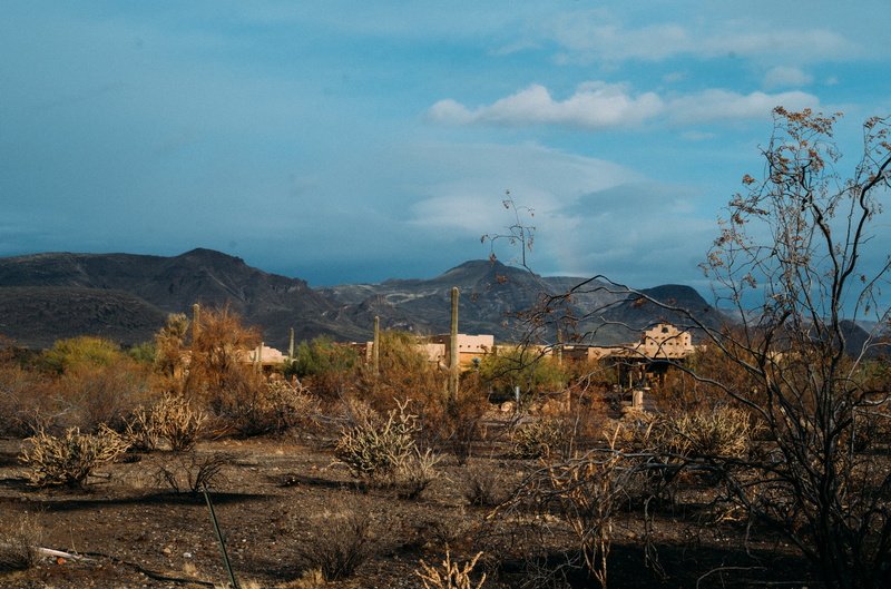 nature, cloud - sky, environment, trees, no people, adobe, mountains, arizona, building, blue sky, outdoors, light blue, tranquil scene, house, dead, scenics - nature