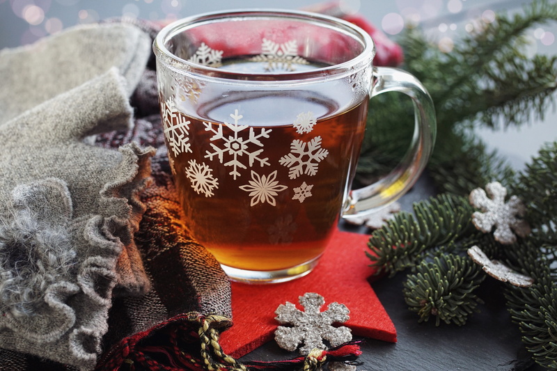 star, decoration, winter, tea glass, cold, contemplative, warm, cup, holiday, liquid, warm drink, christmas tree, fir tree, 5K, floral pattern, christmas decoration