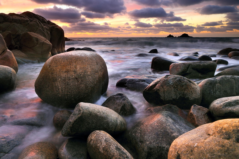 coastal, Winter, photo, stone - Object, rocks, seascape, outdoors, sea, scenics, coastline, golden hour, sky, sunrise - Dawn, Porth Nanven, beach, sunset
