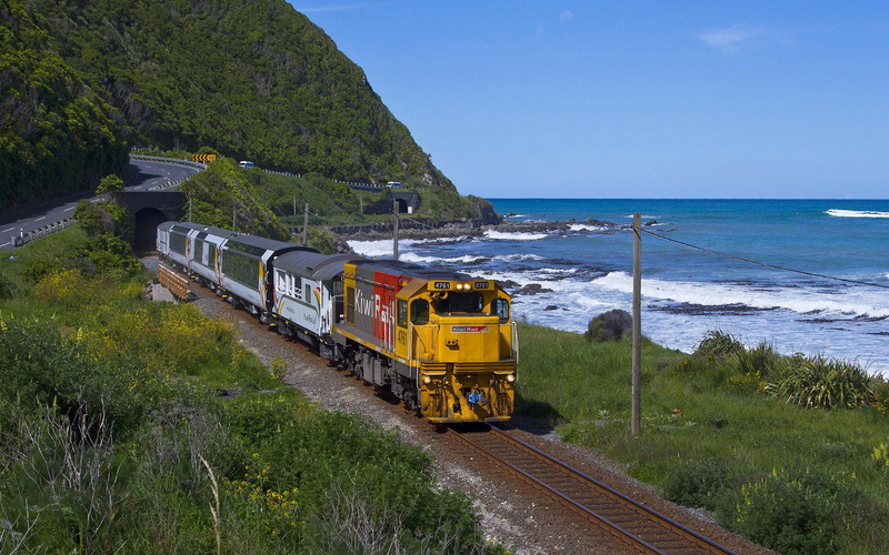 travel, nature, trip, nature and landscapes, 1080P, train, railway, trains, coastal